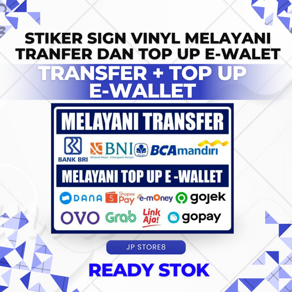 

STIKER SIGN ETALASE MELAYANI TRANSFER DLL UK 15 X 21 CM - READY STOK