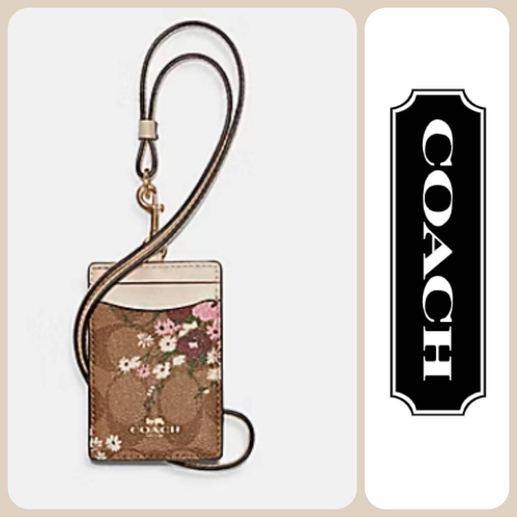 

Lanyard ID Card case in signature with evergreen floral print gantungan kartu identitas original cb