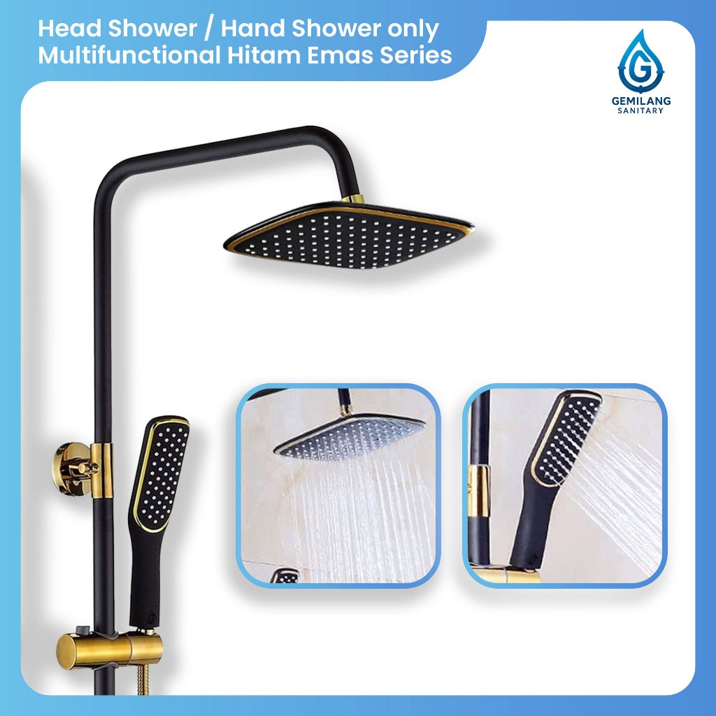 Wall Shower / Hand Shower Multifungsi Hitam Emas Series Shower Modern & Tahan Lama