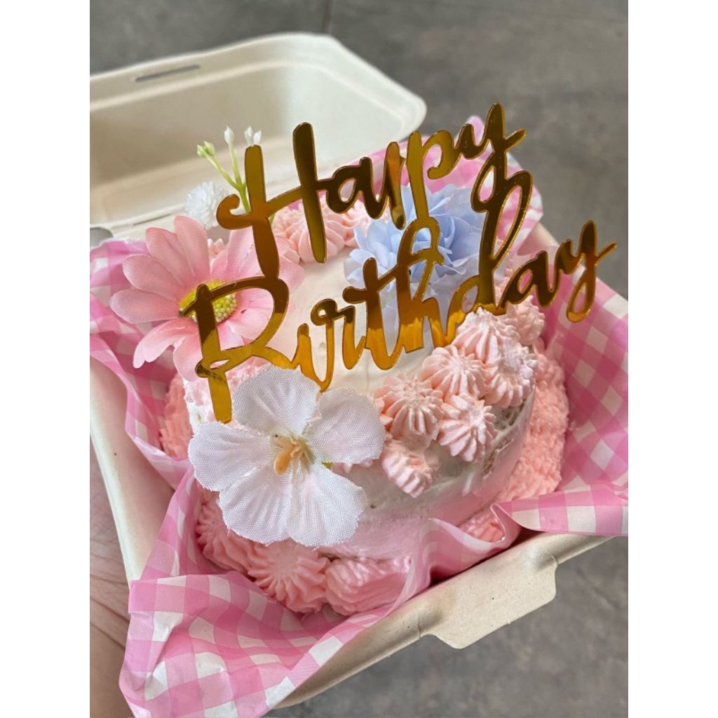 CUSTOM BENTO CAKE KUE ULANG TAHUN TANGERANG FLOWER BUNGA HAPPY BIRTHDAY (10 CM)