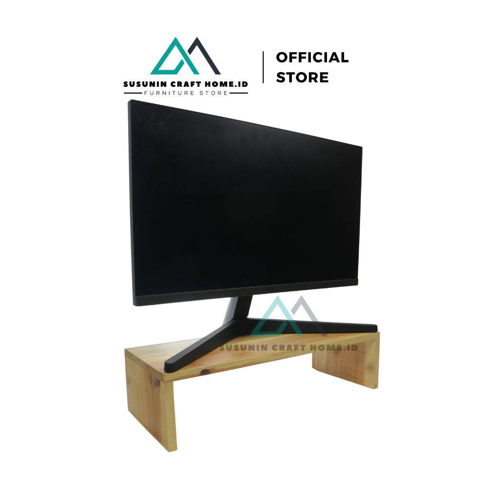 Meja Kayu Meja Komputer Stand Tempat Komputer PC Laptop Kayu Pinus Finishing