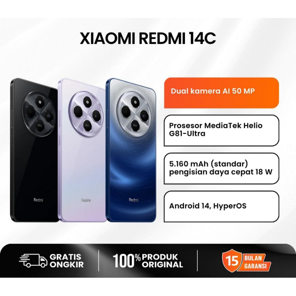 HP XIAOME REDMI 14C 8/256 GB - XIOMI MI 14C RAM 8GB  ROM 256GB GARANSI RESMI