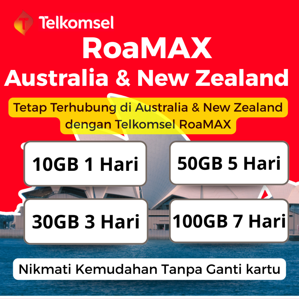 PROMO Telkomsel RoaMAX Australia & New Zealand – Paket Internet Roaming Murah & Praktis