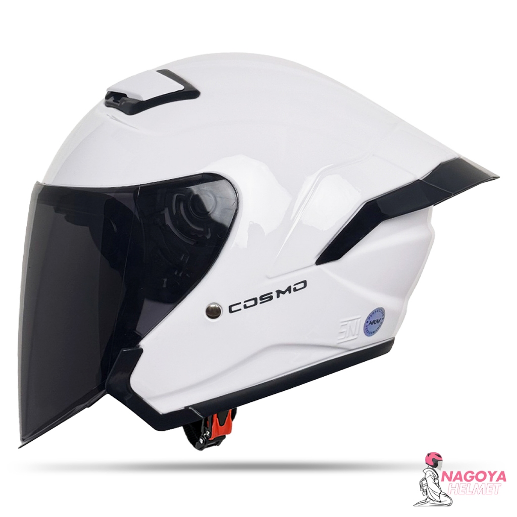 Helm HKM Cosmo Half Face Solid Putih Untuk Pria Dan Wanita Dewasa SNI Motorcycle