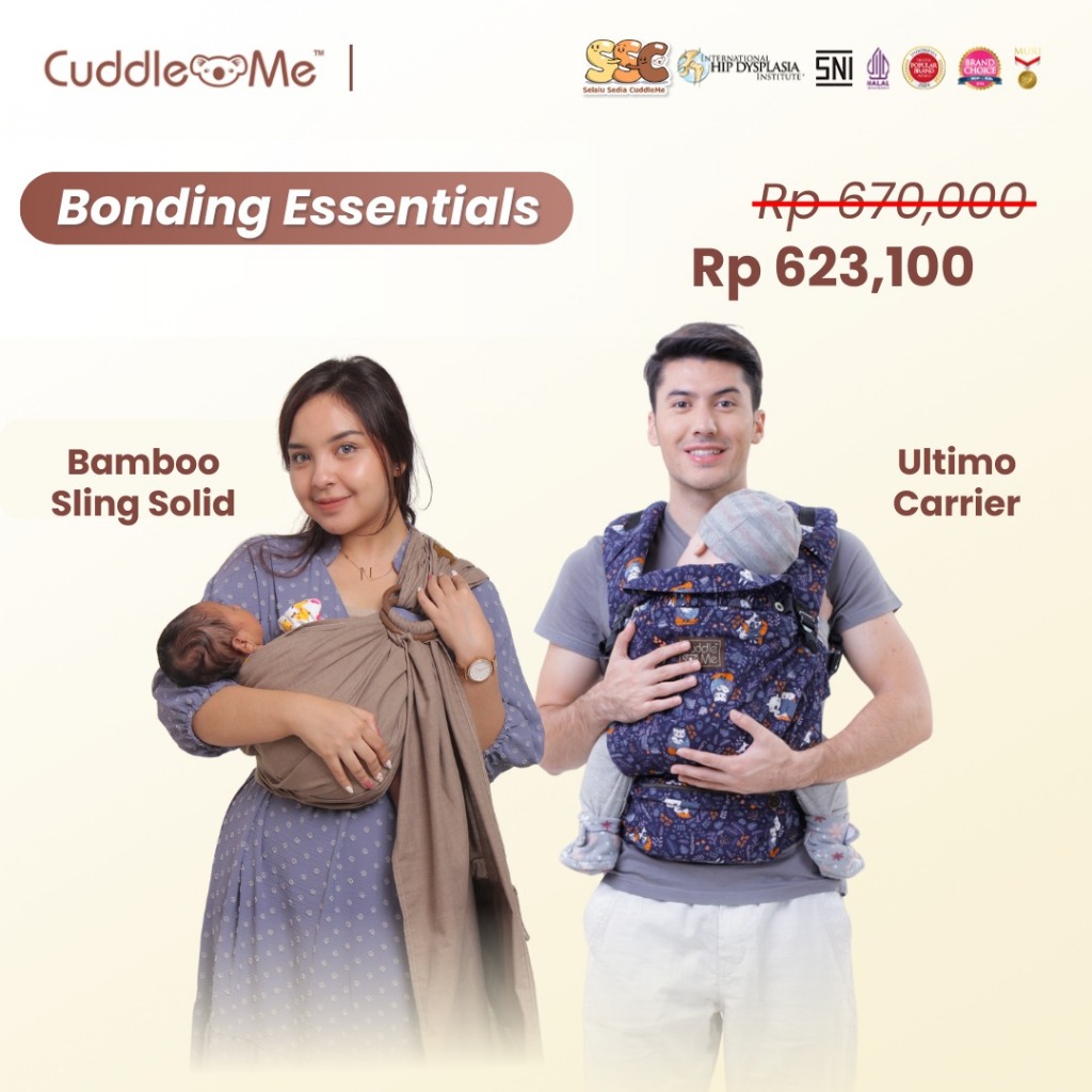 Paket BUNDLING gendongan  Cuddleme newborn lebih hemat Ultimo Motif + Gendongan bambo sling polos