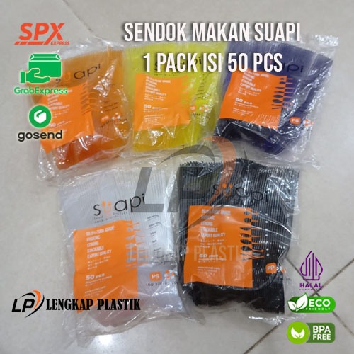 ( Merek SUAPI ) SENDOK GARPU MAKAN PLASTIK / SENDOK GARPU SUAPI WARNA - ( 1 PACK = 50 PCS )