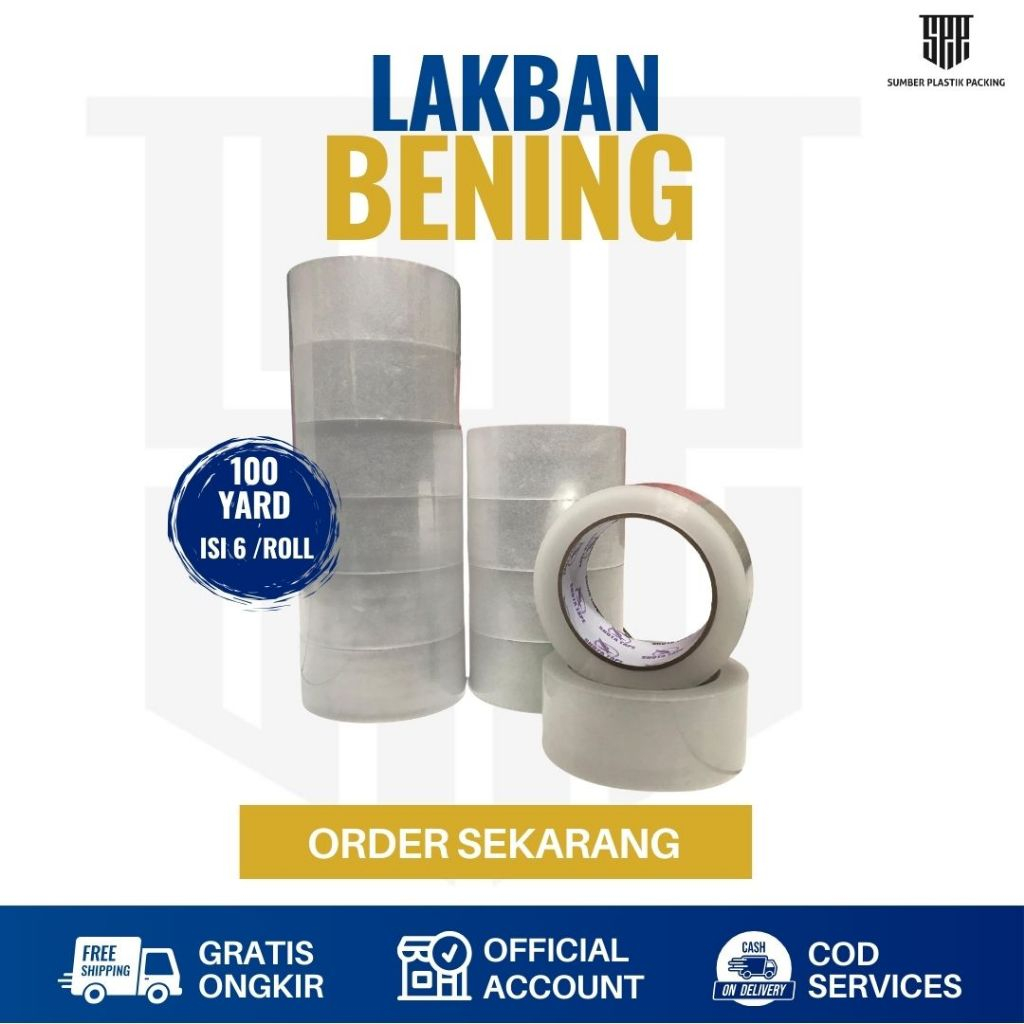 

Lakban Selotip Bening Clear White Panjang Ukuran 100 Yard Asli Tidak Tipu-tipu