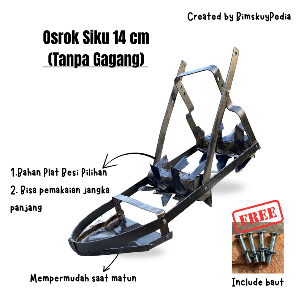 Alat Osrok Padi Sawah 14 cm (Tanpa Gagang) Gosrok Siku Penyiang Gulma