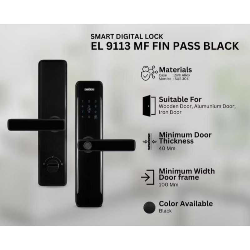 DEKKSON SMART DIGITAL LOCK FIN PASS BLACK EL 9113 MF