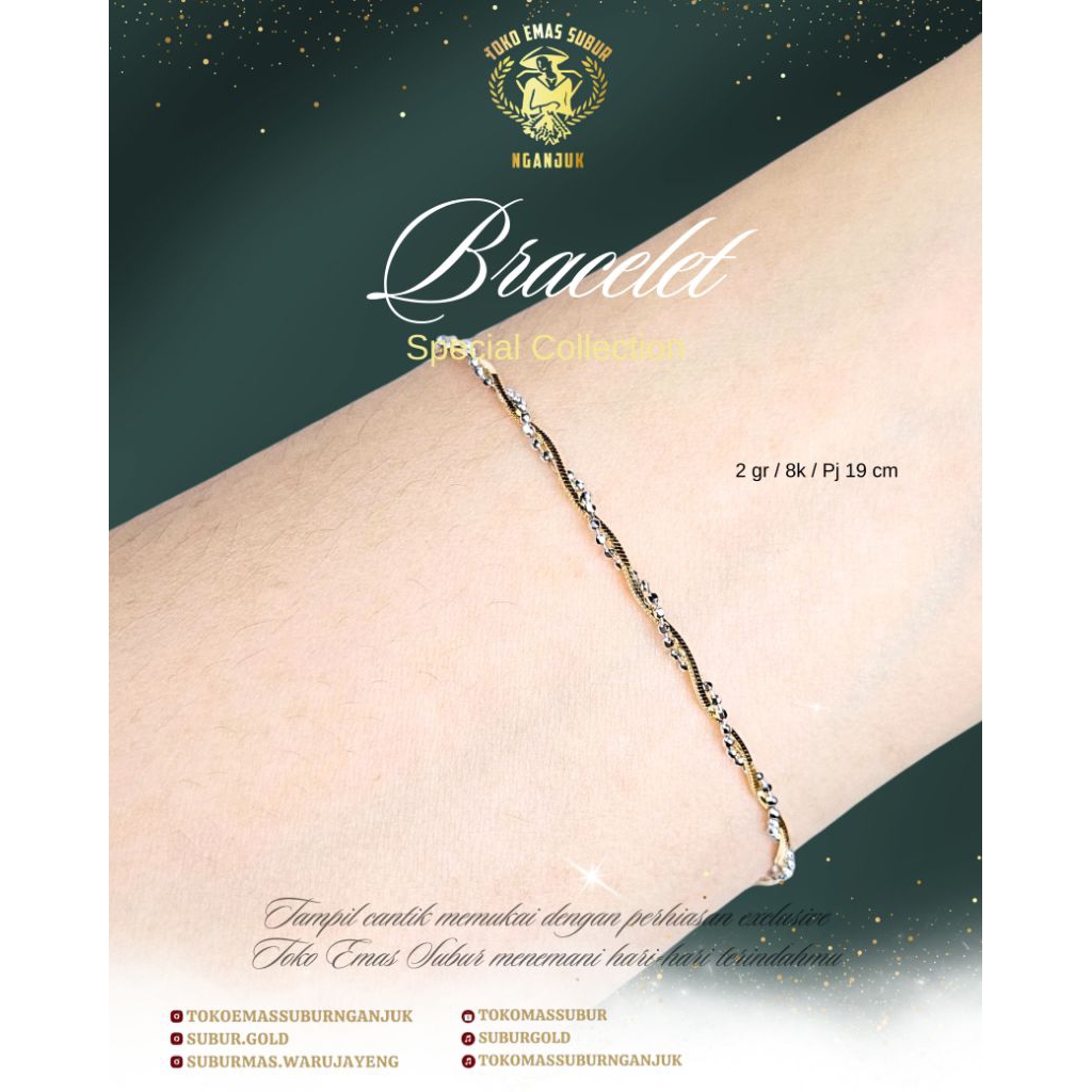 Gelang lilit emas 8k