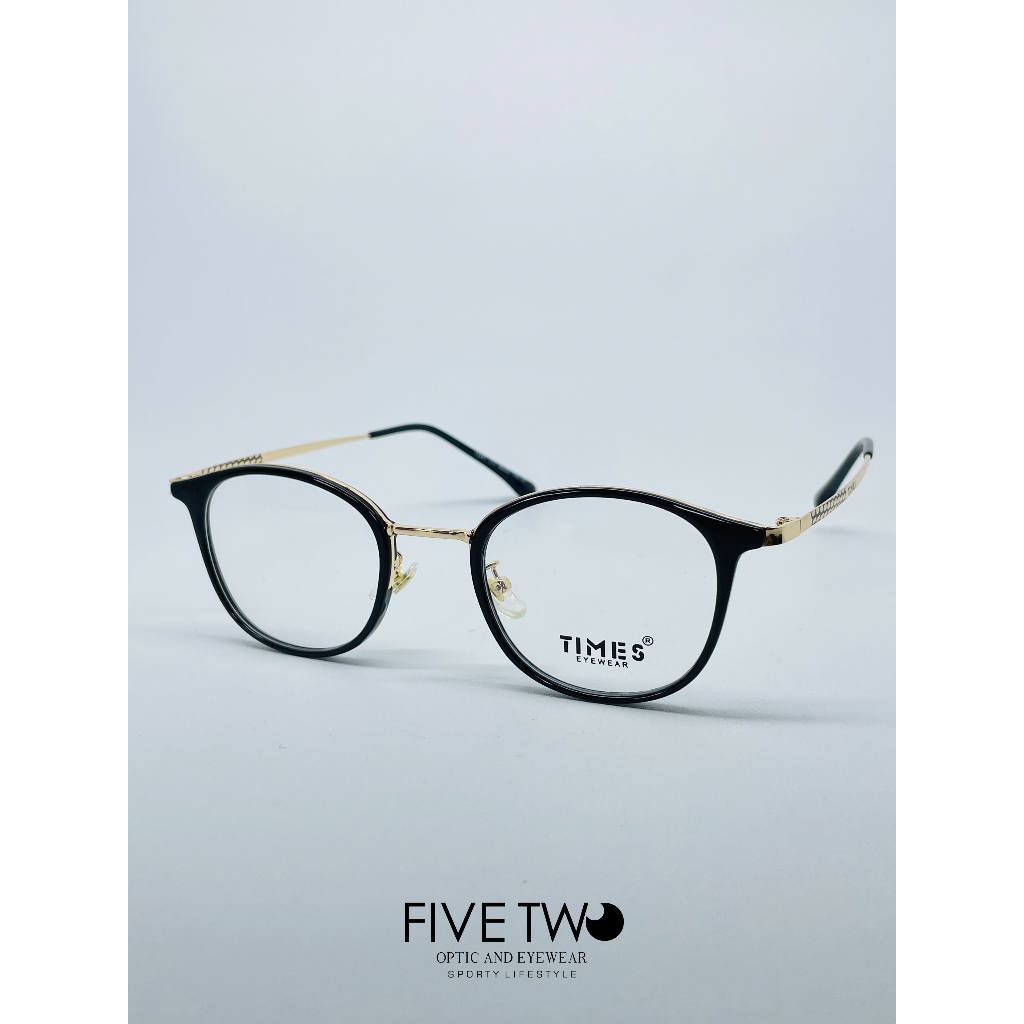 Times Eyewear – Frame Kacamata Clubmaster Hitam Gold – Pria/Wanita – Minus/Plus/Blue Light