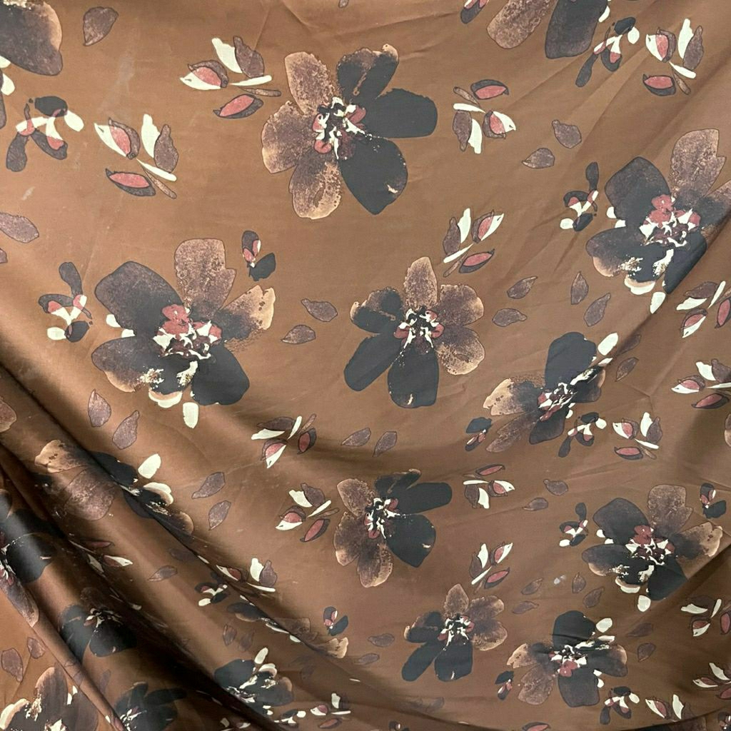 KAIN SATIN SILK PREMIUM MOTIF BUNGA BESAR - KAIN SATEN MOTIF KEMBANG BESAR - BAHAN KAIN MOTIF BUNGA 