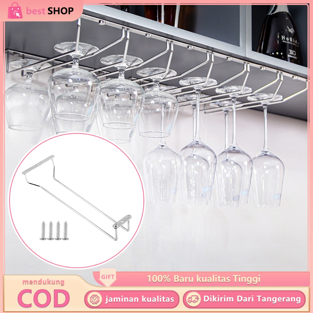 Gantungan Gelas Wine 1baris Rak Gelas Kaki Tinggi Rak Gantung Single Row Stainless Steel