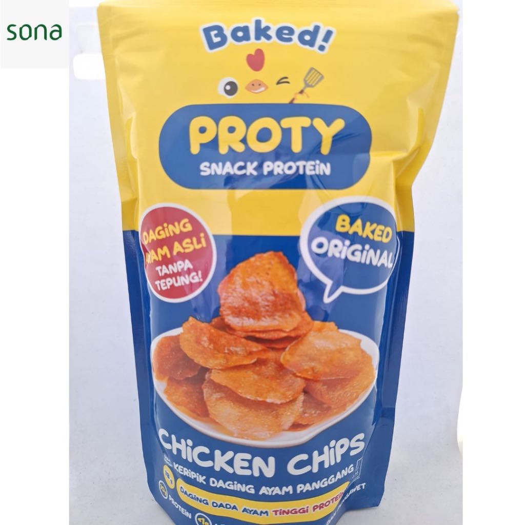 

Snack Chicken Chips Baked Original 18gr - PROTY - Keripik Daging Ayam - Snack Cemilan Tinggi Protein