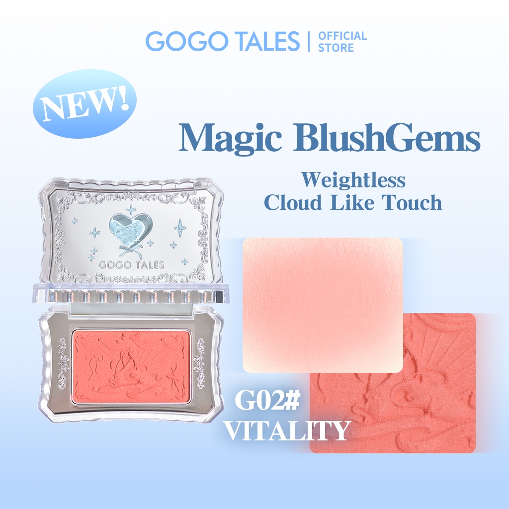 [BARU]GOGO TALES Magic BlushGems Crystal Velvet Matte Blush On Powder Pigmented Natural Look Ringan 