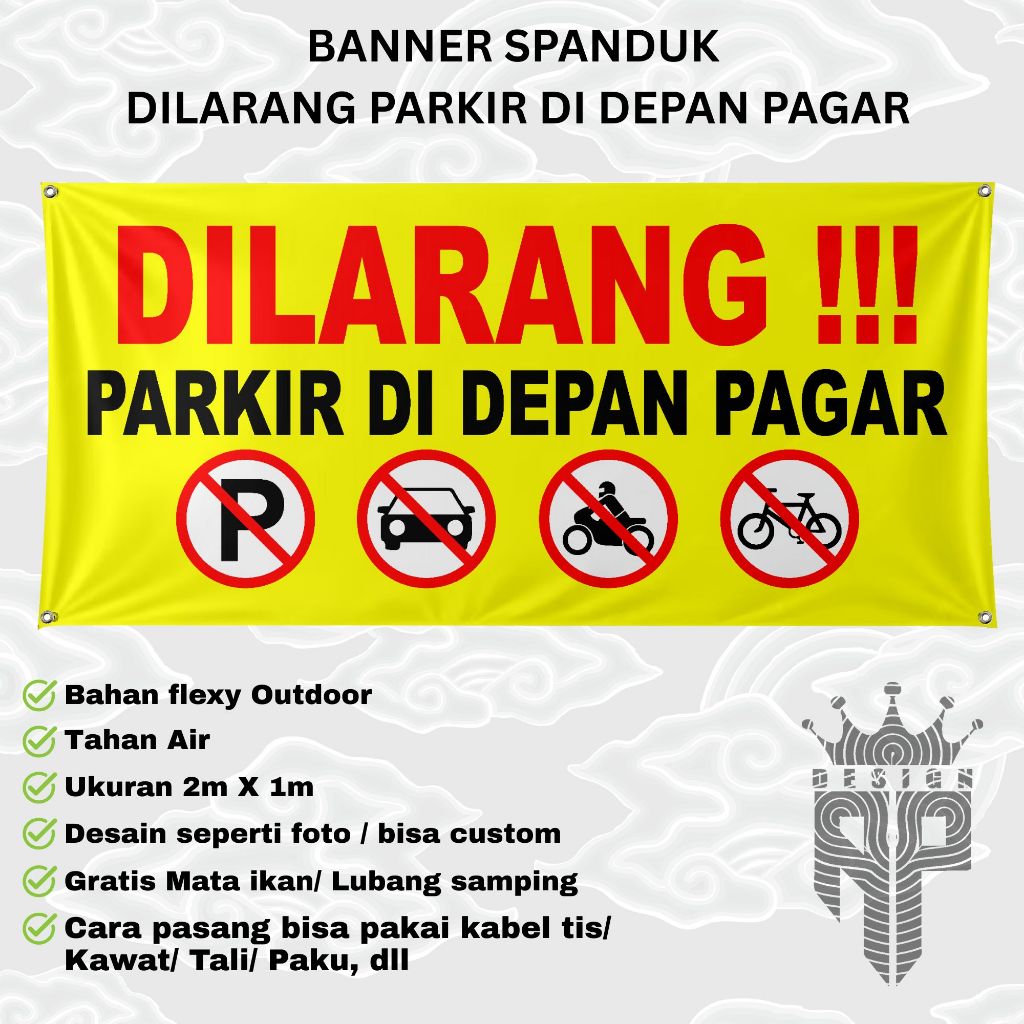 BANNER SPANDUK BENER MMT DILARANG PARKIR / SPANDUK LARANGAN PARKIR 2