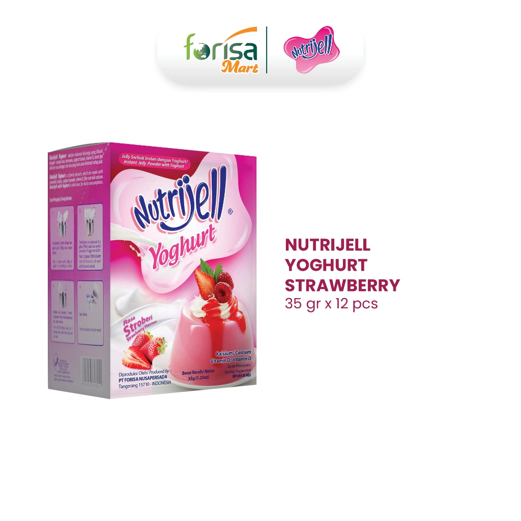

Nutrijell Yoghurt Rasa Strawberry 35 gr 12 pcs