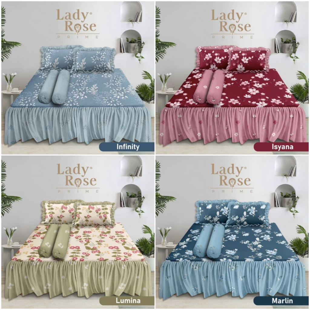 Sprei Lady Rose Rumbai / Rimple Size 180 x 200 Tinggi 30 cm ( 6 kaki ) Motif Bunga