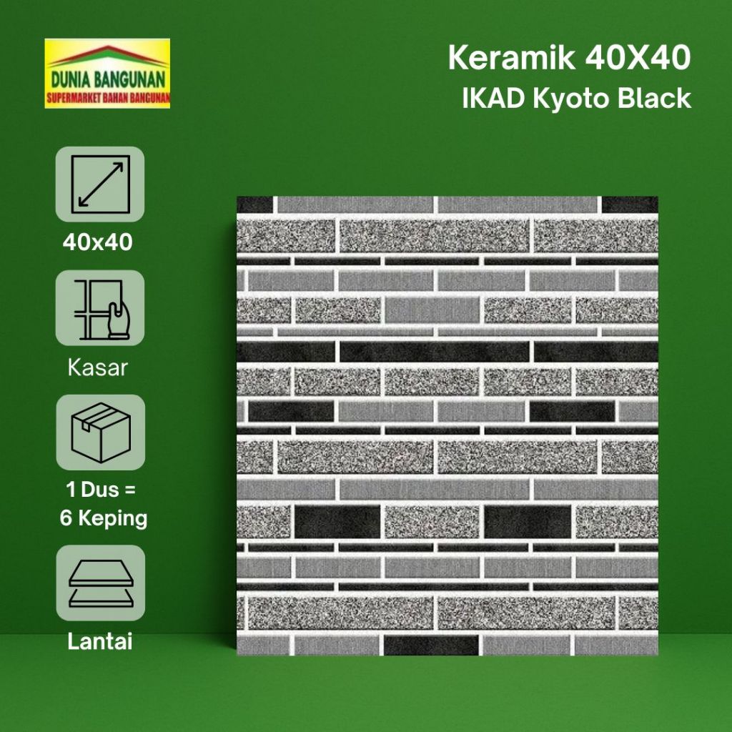 Keramik Lantai Kasar IKAD Kyoto Black Keramik Lantai Garasi