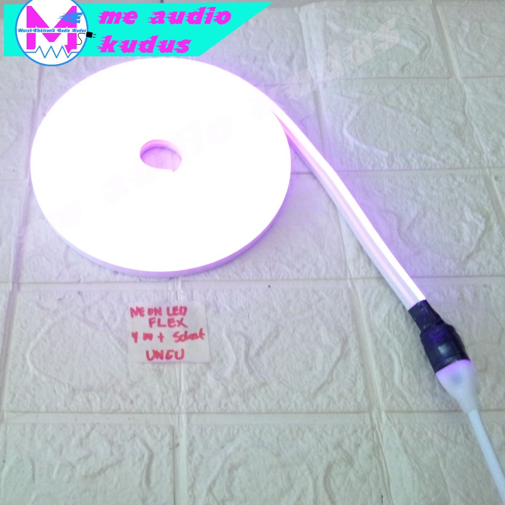 PAKET LAMPU LED NEON FLEX 220V 4METER UNGU+SOKET
