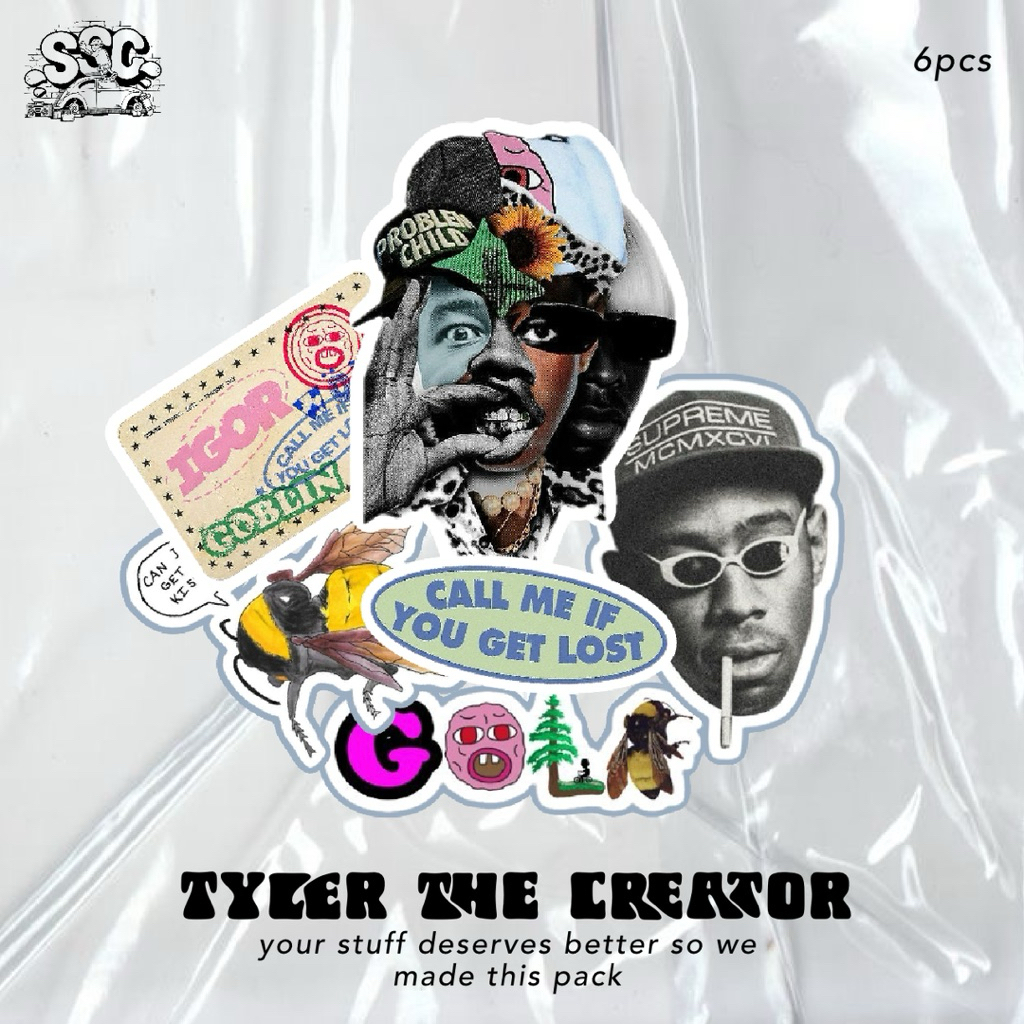 

tyler the creator sticker pack isi 6 pcs// stiker pack design cool aesthetic sticker band penyanyi