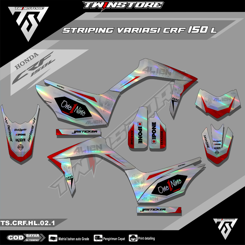 Stiker Decal CRF 150L Hologram vinyl chrome Tahan Panas Hujan