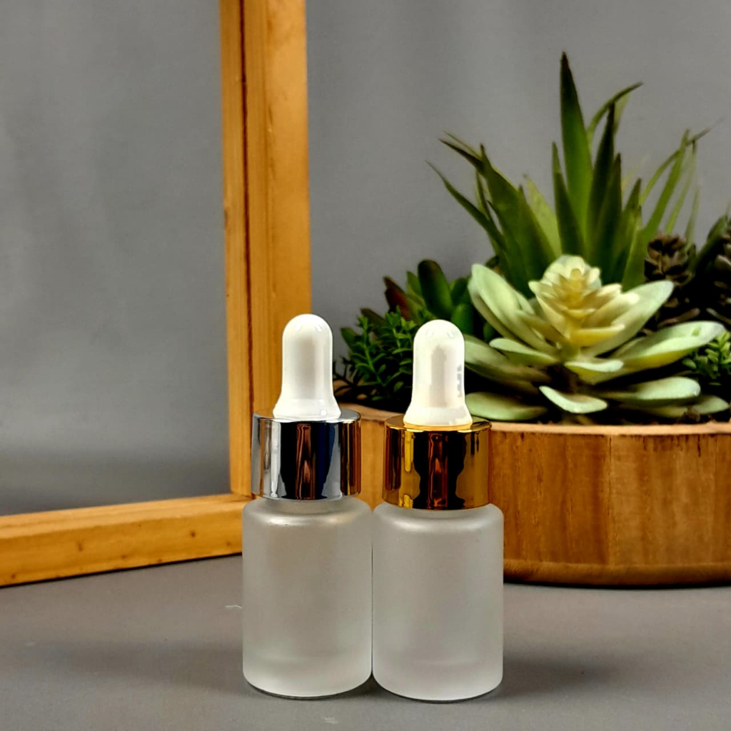 Botol Kaca Pipet 15 ML Natural Frosted Bahu Datar / Botol Serum 15 ML / Botol Pipet 15 ML / Botol Ka