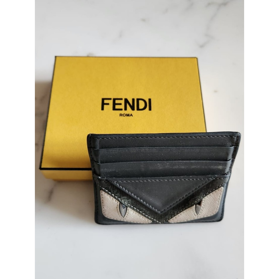 Fendi Card Holder Leather Monster Eyes Original – Dompet Kartu untuk Pria dan Wanita