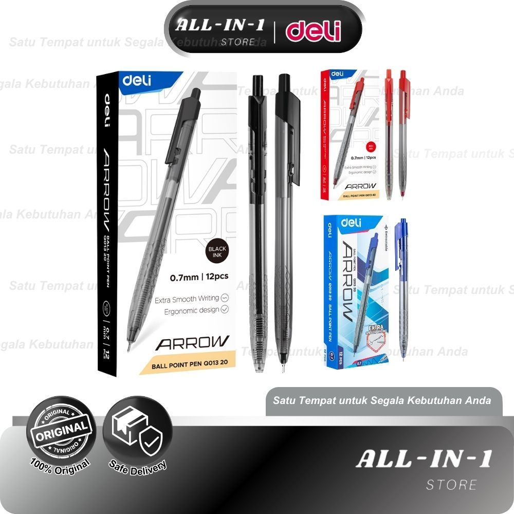 

Deli Pulpen Ball pen Cetek 0.7mm Hitam Halus Smooth EQ013X0