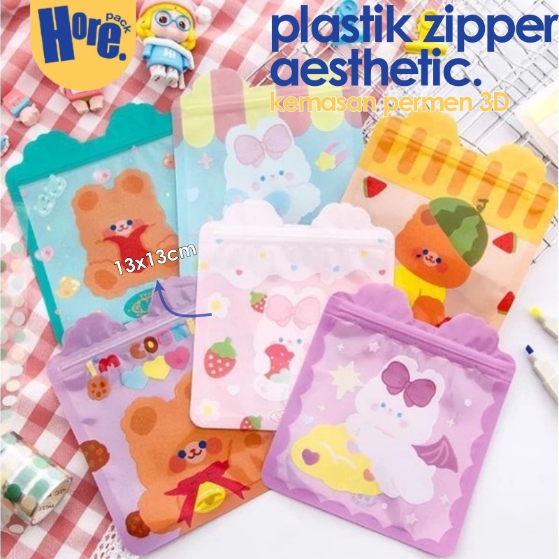 

Plastik Zipper Aesthetic 13x13 Kemasan Permen 3D Cute Bunny