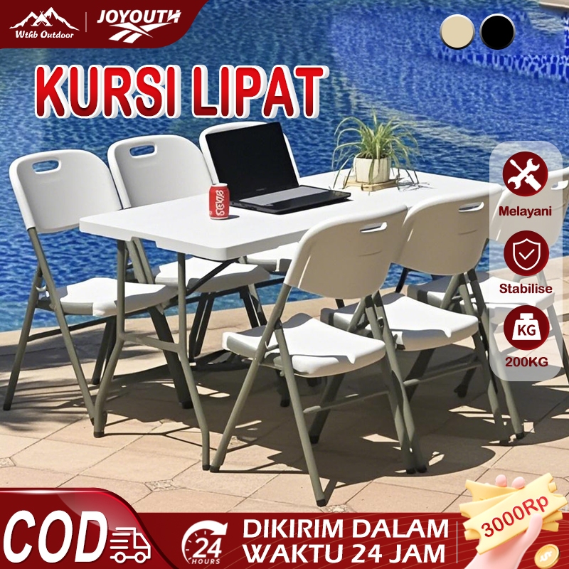 JOY Meja/Kursi Lipat Outdoor Kursi Lipat Plastik Kursi Belajar Serbaguna Set meja dan kursi