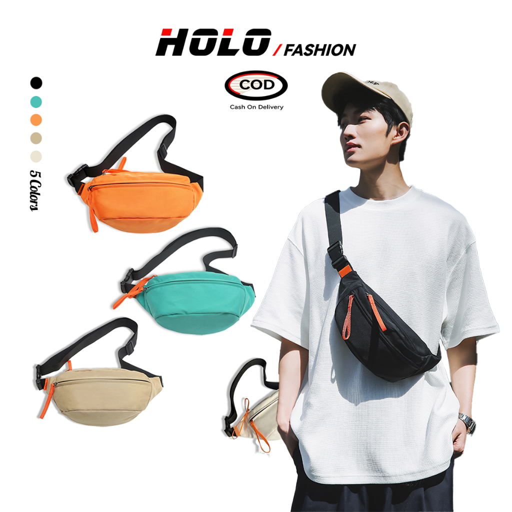 HOLO Tas Selempang Pria Keren Tas Dada Pria Waistbag Besar Waterproof Kanvas Tebal Multifungsi