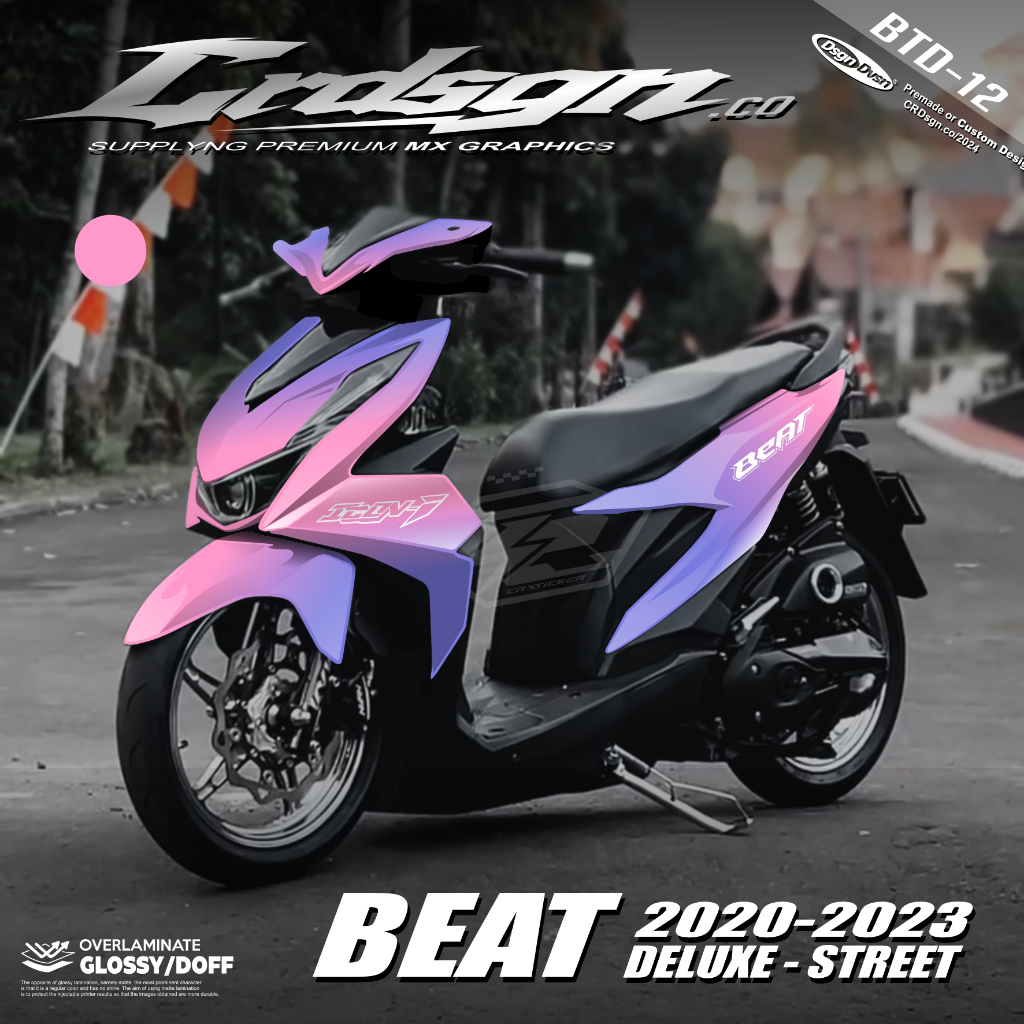(COD) TERBARU Decal Sticker Honda Beat DELUXE STREET 2020 2021 2022 2023  Full body - Stiker Skotlet