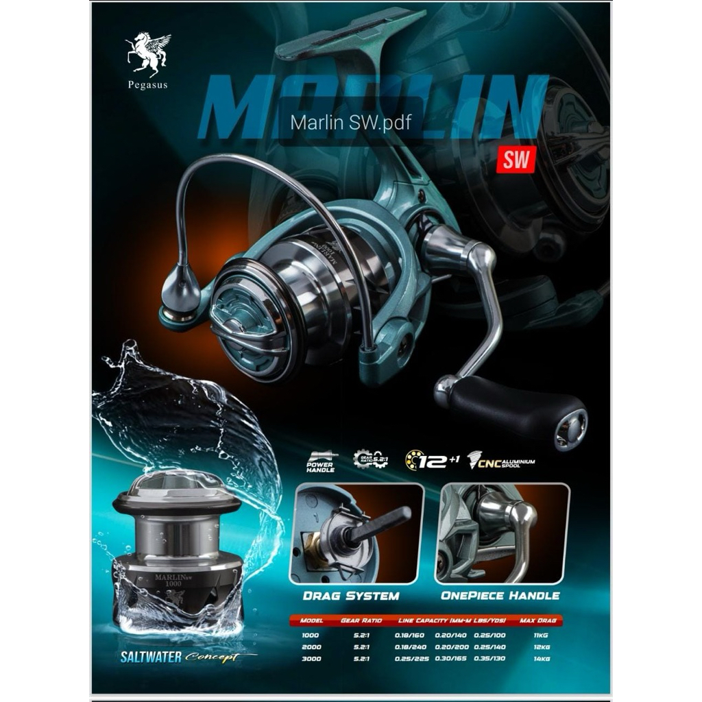 reel katana marlin sw salwater power handle 12 bb