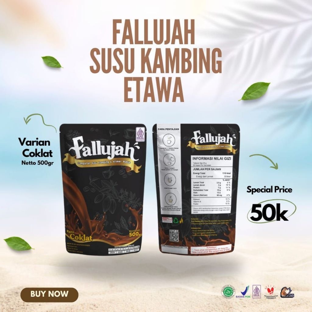 

Fallujah Susu Kambing Etawa varian Coklat 500gr