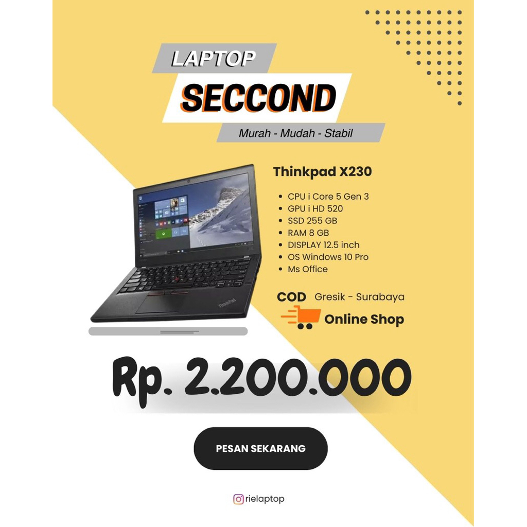 Laptop Second Thinkpad X i5