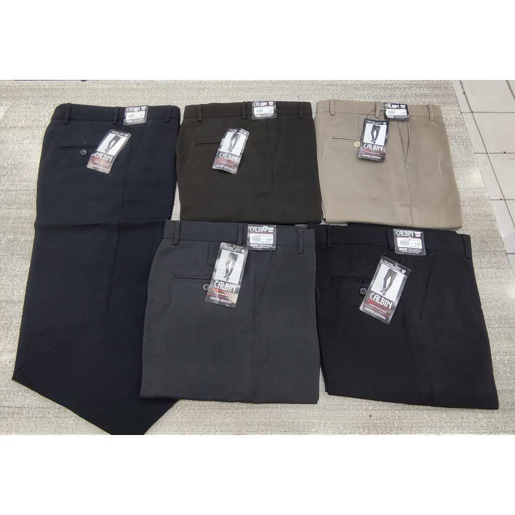 CELANA KAIN PRIA CALBIN STANDAR FORMAL KERJA HITAM DAN WARNA UKURAN 27-38