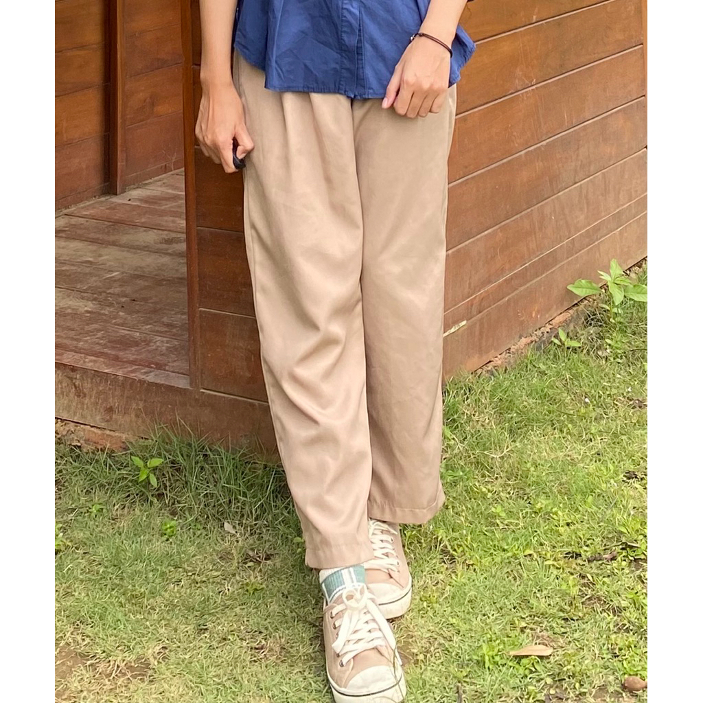 [PL] Loose Pants - Celana Formal Warna Khaki Cocok Untuk Petit