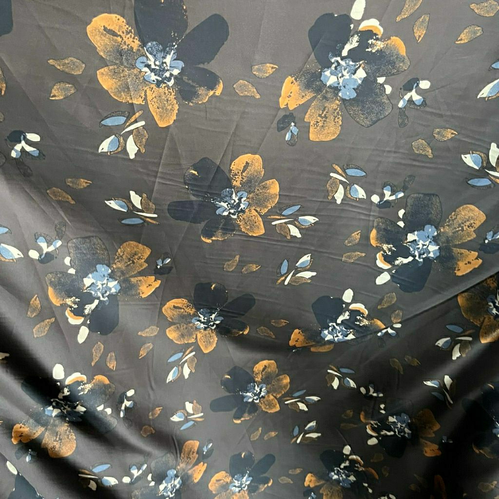 KAIN SATIN SILK PREMIUM MOTIF BUNGA BESAR  - KAIN SATEN MOTIF KEMBANG BESAR  - BAHAN KAIN MOTIF BUNG