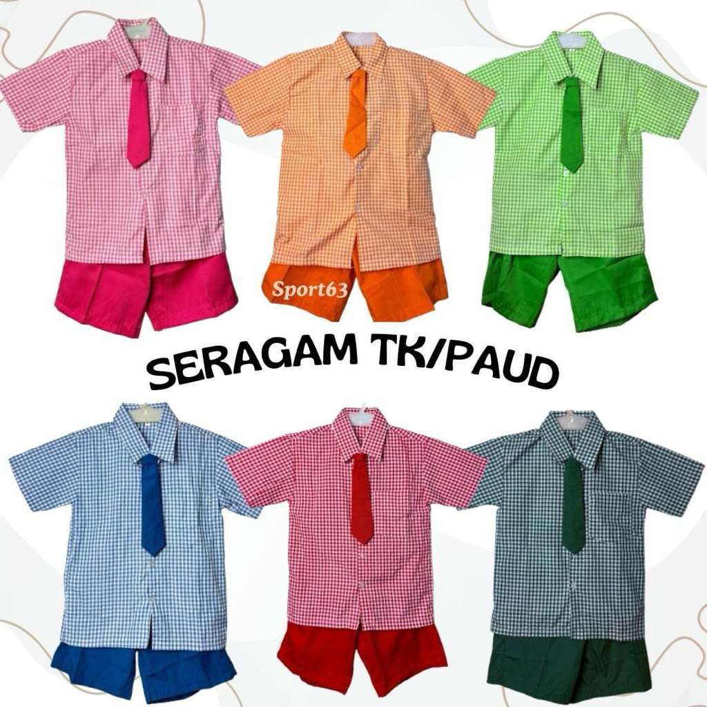 Seragam TK kotak kotak. Seragam TK perempuan/seragam TK laki laki/satu set seragam TK paud/seragam s