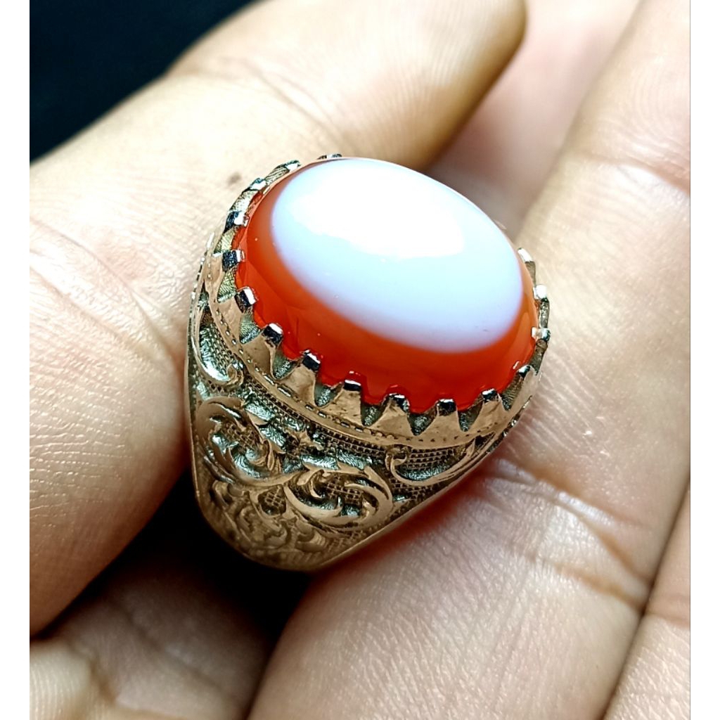 CINCIN BATU AKIK SULAIMAN MERAH PUTIH