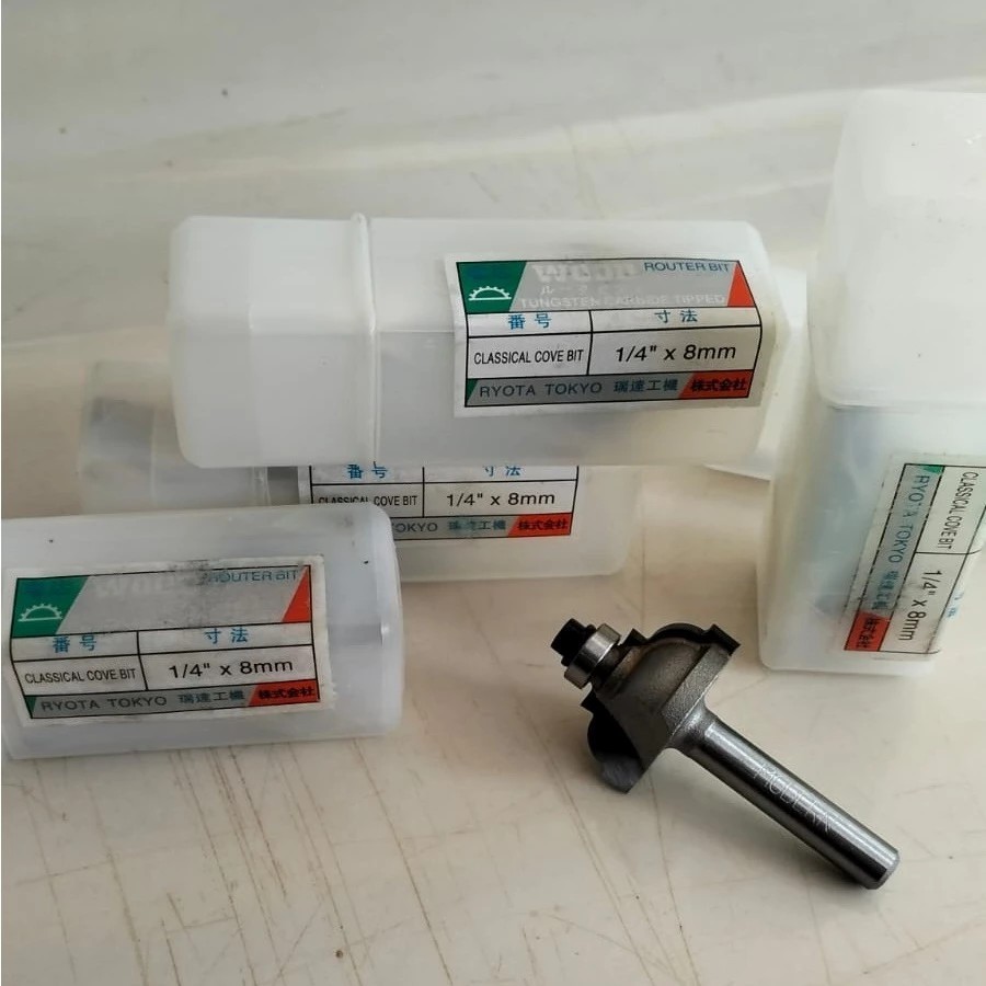 RYOTA Mata Profil Classical Cove Bit 1/4 x 8mm Mata Mesin Trimmer Router Propil Lis Kayu