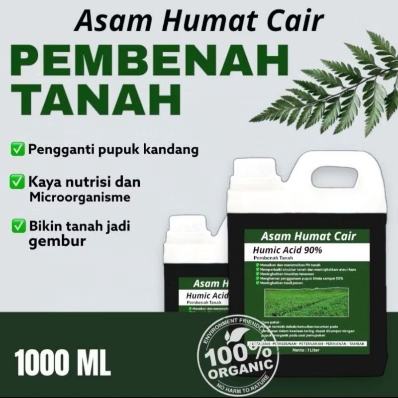 Asam Humat Cair 90% 1L Pembenah Tanah Organik || Asam Humat Plus 1L Menggemburkan Tanah