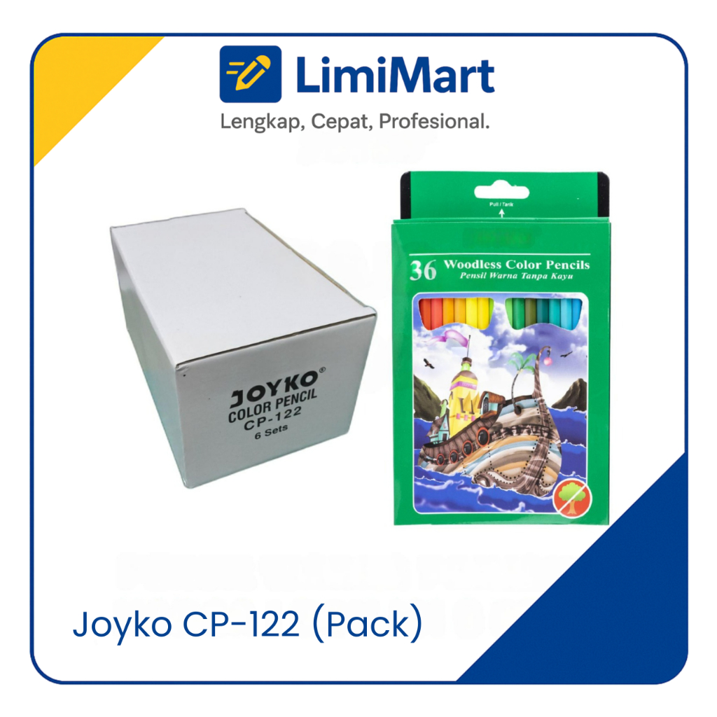 

1 Box Isi 6 Pcs Joyko Pensil Warna Woodless 36 Warna CP-122 Hexagonal Grip - LimiMart