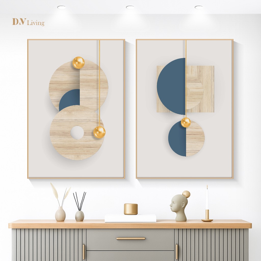 DVLIVING Set 2 PCS Hiasan Dinding Ruang Tamu – Lukisan Canvas Pemandangan Alam Hijau (80×57, 40×57, 