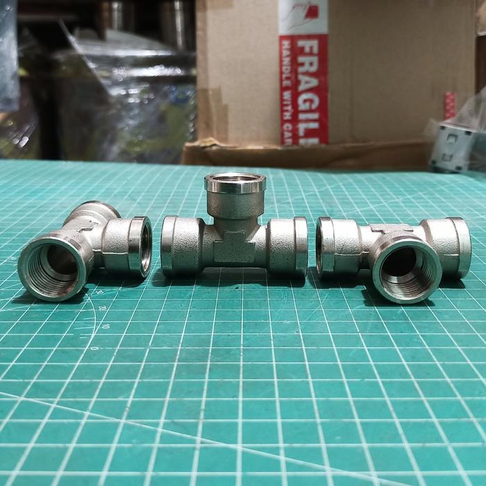 Nepel Connector T Drat Dalam 1/2 Inch - Kuningan Chrome