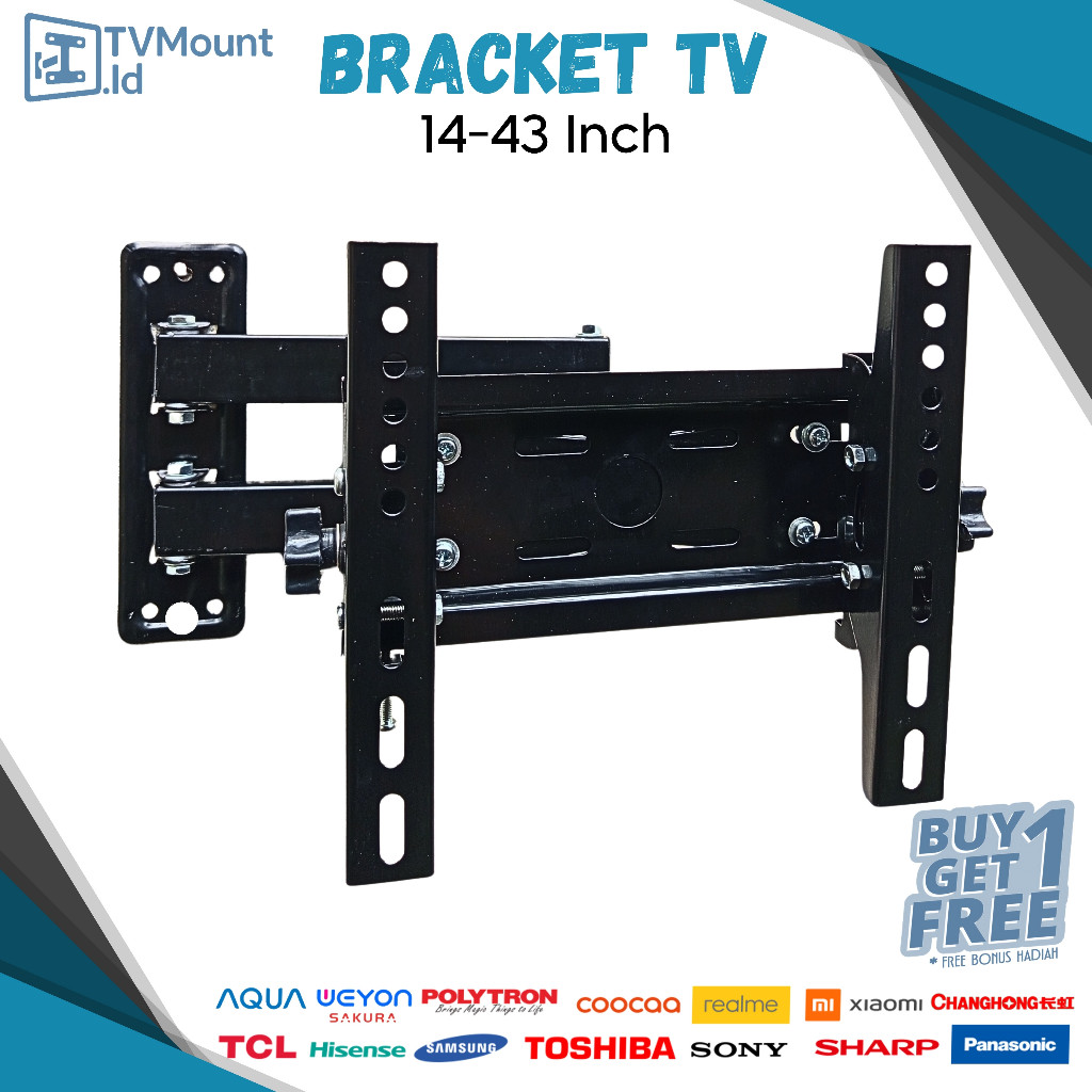 Bracket TV LED LCD 32 43 24 40 42 21 17 14 inch cocok semua tv 14–43 Inch Universal 6 Arah  braket t