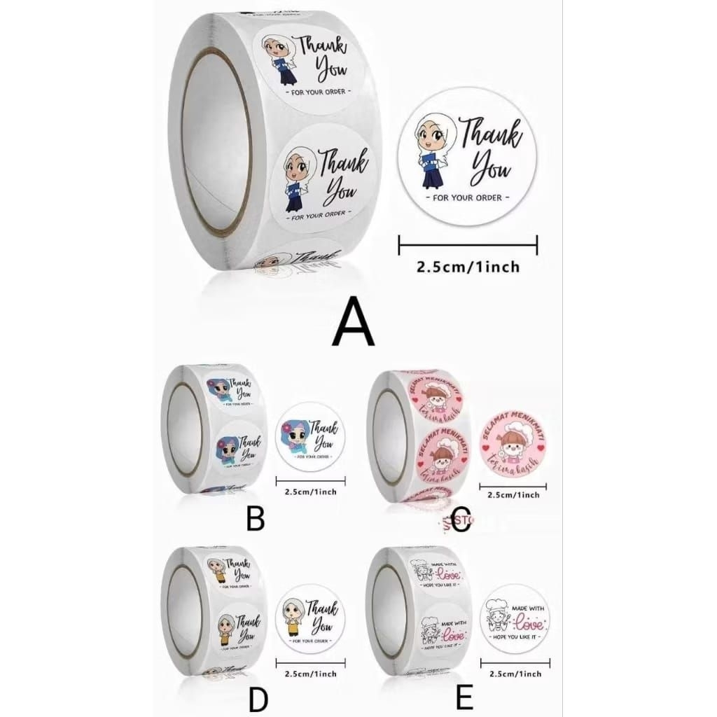 STIKER ROLL / STIKER UCAPAN TERIMAKASIH / 1 ROLL ISI 500pcs