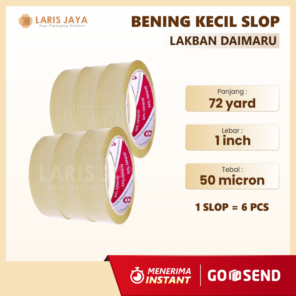 

Paket Isolasi Kecil 1 Slop Isi 6 Lakban Isolasi Selotip Tape Merk Daimaru 1 Inch / 24 mm x 72 Yard ( Isolasi DM Bening 1” (6 pcs)