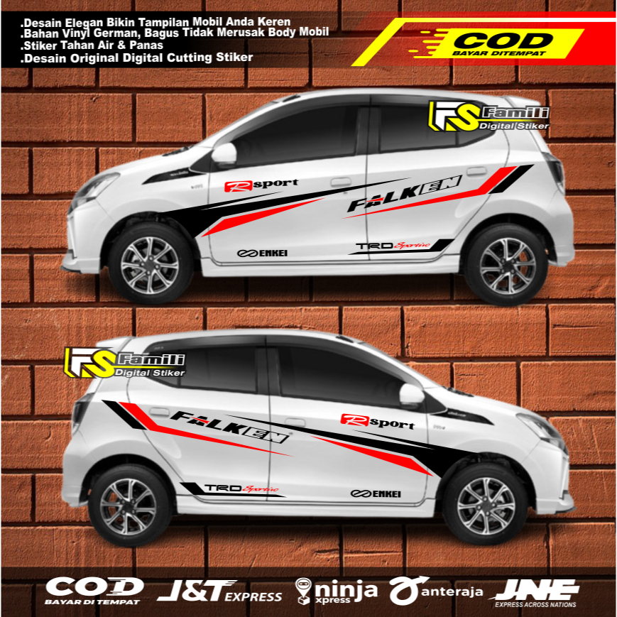 Stiker Cutting Mobil Agya Ayla Striping List Racing Sport Stiker Bodi Samping agya Aya
